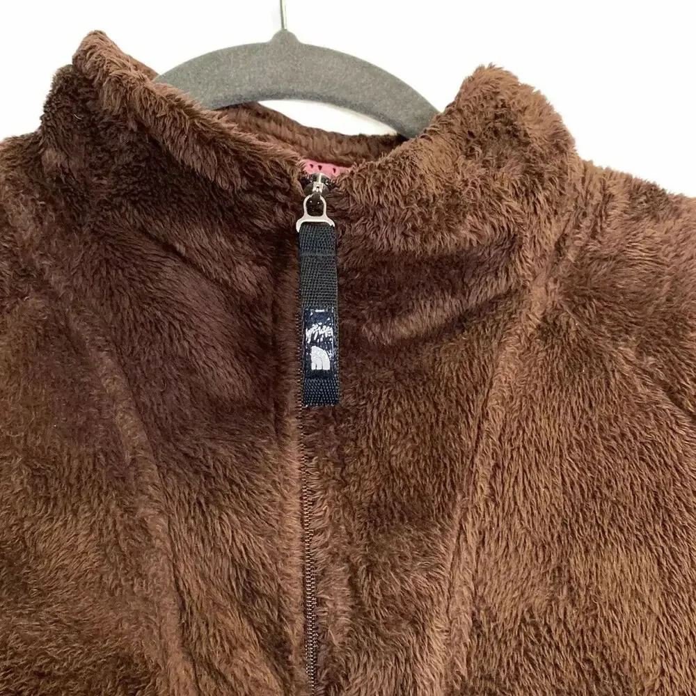 The North Face Osito Pullover Jacket Womens Brown Pink Fuzzy Fleece 1/4 Zip